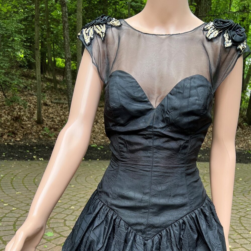 TD4 by Electra Size 7/8, Short, Mini Black Dress Fluffy Layered Bottom Sheer Top